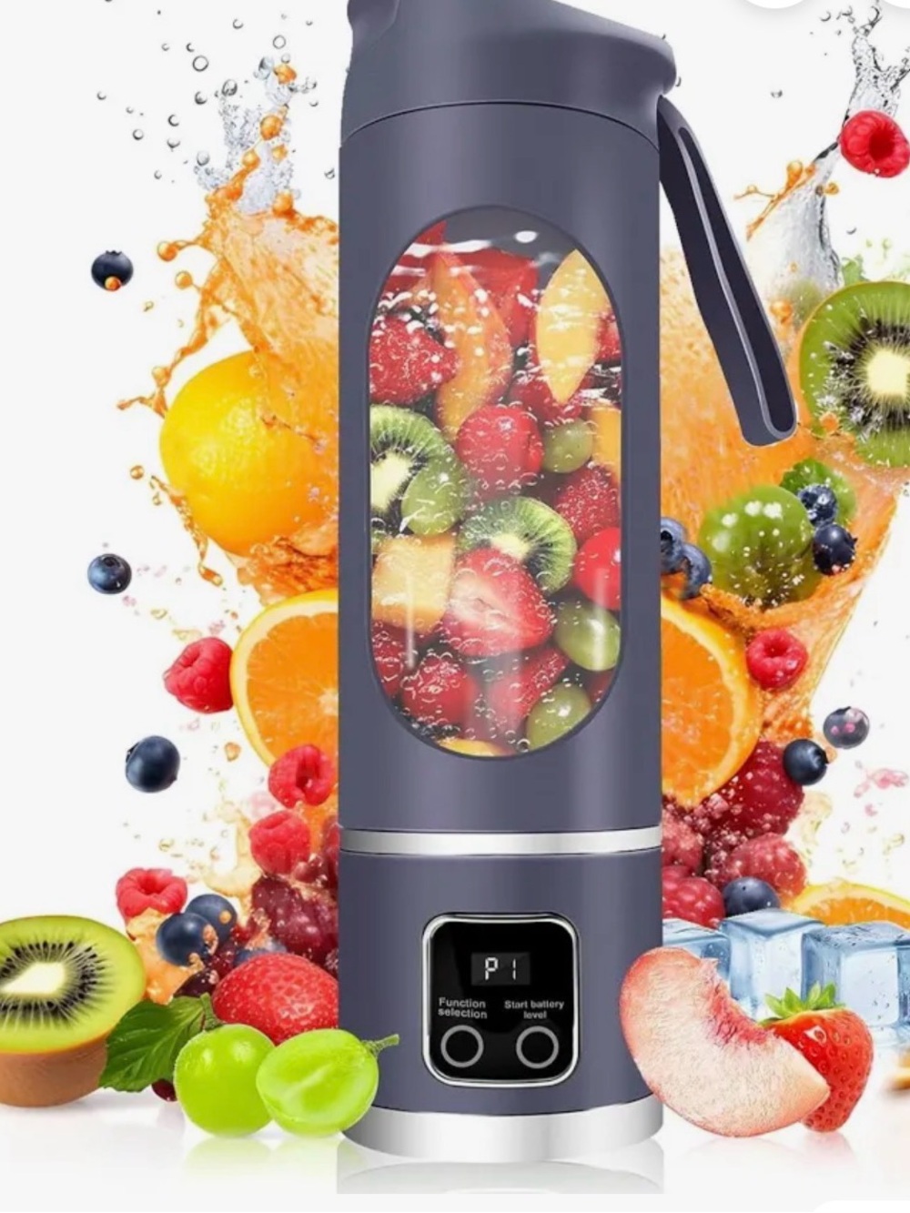 Portable Electric Fruit Blender Bottle - Gray